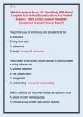 LA Life Insurance Series 101 Exam Study 2026 Actual  Complete Real Verified Exam Questions And Verified  Answers &vert; 100&percnt; Correct Answers Graded A&plus;  Guaranteed Success&excl;&excl; Newest Exam&excl;&excl;&excl; 