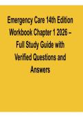 Emergency Care 14th Edition Workbook Chapter 1 2026 Full Study Guide with Verified Questions and Answers Complete 2025&sol; 2026