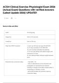 ACSM Clinical Exercise Physiologist Exam 2026 &lpar;Actual Exam&rpar; Questions with verified Answers &lpar;Latest Update 2026&rpar; UPDATE&excl;&excl;  