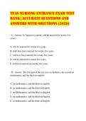 TEAS Nursing Entrance Exam Test Bank &vert; Accurate Questions and Answers with Solutions &lpar;2026&rpar;
