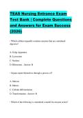 TEAS Nursing Entrance Exam Test Bank &vert; Complete Questions and Answers for Exam Success &lpar;2026&rpar;