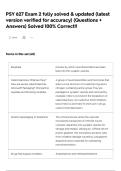 PSY 627 Exam 2 fully solved & updated &lpar;latest version verified for accuracy&rpar; &lpar;Questions &plus; Answers&rpar; Solved 100&percnt; Correct&excl;&excl;