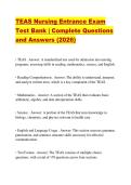TEAS Nursing Entrance Exam Test Bank &vert; Complete Questions and Answers &lpar;2026&rpar;