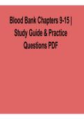 Blood Bank Chapters 9&ndash;15 Study Guide and Practice Questions PDF Complete Verified Answers 2026&sol; 2027