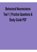 Behavioral Neuroscience Test 1 Practice Questions and Study Guide PDF Complete Verified Answers 2026&sol; 2027