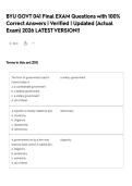BYU GOVT 041 Final  EXAM Questions with 100&percnt; Correct Answers &vert; Verified &vert; Updated &lpar;Actual Exam&rpar; 2026 LATEST VERSION&excl;&excl;