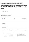 Arizona Contractor License CR-67 Exam Questions with Correct Verified Answers &vert; Latest Update 2026&sol;2027 &vert; Graded A&plus; &vert; 100&percnt; Assured Pass&period;