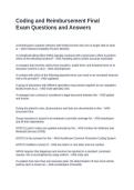 Coding and Reimbursement Final Exam Questions and Answers