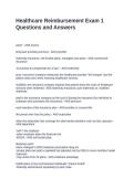 Healthcare Reimbursement Exam 1 Questions and Answers