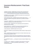 Insurance Reimbursement Final Exam Review