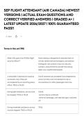 SEP FLIGHT ATTENDANT &lpar;AIR CANADA&rpar;  NEWEST VERSIONS &vert; ACTUAL EXAM QUESTIONS AND CORRECT VERIFIED ANSWERS &vert; GRADED A&plus; &vert; LATEST UPDATE 2026&sol;2027 &vert; 100&percnt; GUARANTEED PASS&excl;&excl;