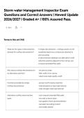 Storm water Management Inspector Exam Questions and Correct Answers &vert; Newest Update 2026&sol;2027 &vert; Graded A&plus; &vert; 100&percnt; Assured Pass&period;