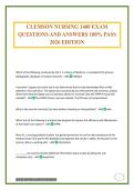 CLEMSON NURSING 1400 EXAM QUESTIONS AND ANSWERS 100&percnt; PASS 2026 EDITION