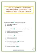 CLEMSON UNIVERSITY NURSE 1020 MIDTERM EXAM QUESTIONS AND ANSWERS 100&percnt; PASS 2026 EDITION
