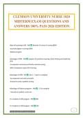 CLEMSON UNIVERSITY NURSE 1020 MIDTERM EXAM QUESTIONS AND ANSWERS 100&percnt; PASS 2026 EDITION