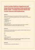 North Carolina Medicare Supplement and Long-Term Care Insurance Exam 2026&sol;2027 Study Guide &vert;&vert; Complete Question Bank with Correct Answers and Explanations