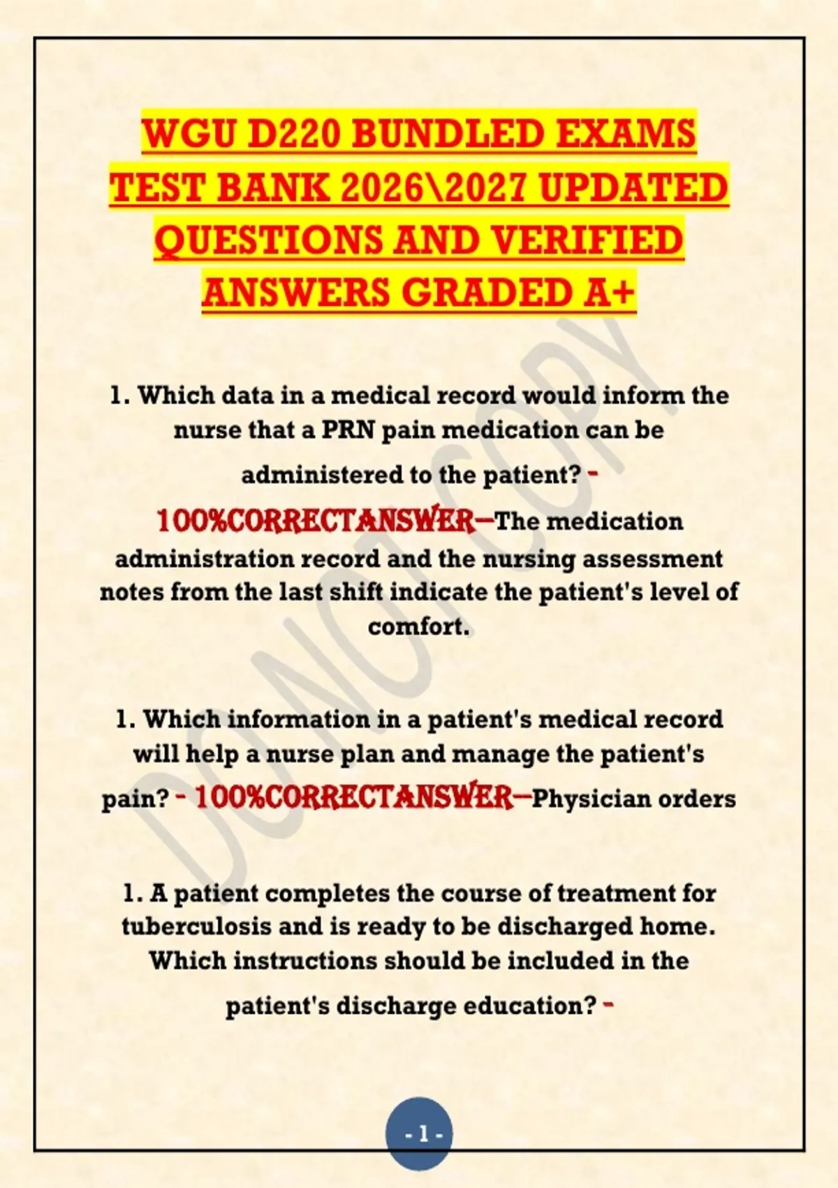 WGU D220 BUNDLED EXAMS TEST BANK UPDATED QUESTIONS AND VERIFIED ANSWERS ...