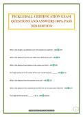PICKLEBALL CERTIFICATION EXAM QUESTIONS AND ANSWERS 100&percnt; PASS 2026 EDITION