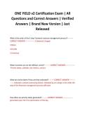 ONE YIELD v2 Certification Exam &vert; All Questions and Correct Answers &vert; Verified Answers &vert; Brand New Version &vert; Just Released