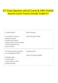 ICC Exam Questions with all Correct & 100&percnt; Verified Answers &vert;Latest Version &vert;Already Graded A&plus;