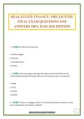 REAL ESTATE FINANCE&colon; PRE-LICENSE FINAL EXAM QUESTIONS AND ANSWERS 100&percnt; PASS 2026 EDITION