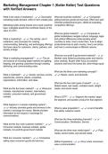 Marketing Management Chapter 1 &lpar;Kotler Keller&rpar; Test Questions with Verified Answers