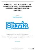 TEXAS ALL LINES ADJUSTER EXAM BRAND NEW&excl;&excl; &lpar;200&plus; QUESTIONS AND CORRECT ANSWERS&rpar; VERIFIED ANSWERS