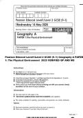 Pearson Edexcel Level1&sol;Level 2 GCSE &lpar;9&ndash;1&rpar; Geography A PAPER 1&colon; The Physical Environment 2025 VERIFIED QP AND MS