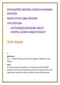 Psychiatric Mental Health Nursing Test Bank 2026 &vert; Curtis & Fegley NCLEX-Style Questions &vert; Clinical Judgement Nursing Test Bank for Mental Health Exams