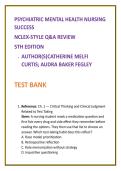 Psychiatric Mental Health Nursing Test Bank 2026 &vert; Clinical Judgement NCLEX-Style Questions &vert; Curtis & Fegley Nursing Test Bank