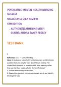 Psychiatric Mental Health Nursing Test Bank 2026 &vert; Curtis & Fegley &vert; Clinical Judgement NCLEX-Style Questions &vert; Psychiatric Mental Health Nursing Test Bank