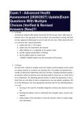 Exam 1 - Advanced Health Assessment &lpar;2026&sol;2027&rpar; Update&vert;Exam Questions With Multiple Choices &vert;Verified & Revised Answers &lpar;New&rpar;&excl;&excl;&excl;