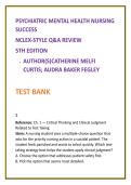 Psychiatric Mental Health Nursing Test Bank 2026 &vert; Clinical Judgement NCLEX-Style Questions &vert; Curtis & Fegley &vert; Nursing Test Bank 2026 Study Resource