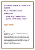 Psychiatric Mental Health Nursing Test Bank 2026 &vert; Curtis & Fegley NCLEX-Style Questions &vert; Clinical Judgement Nursing Test Bank &vert; Mental Health Nursing Exam Prep