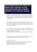 HESI PATHOPHYSIOLOGY PRACTICE EXAMLATEST 2026&sol;2027 ACTUAL EXAM QUESTIONS WITH CORRECT ANSWERS 100&percnt; VERIFIED GRADED A&plus;