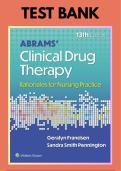 Test Bank for Abrams&rsquo; Clinical Drug Therapy&colon; Rationales for Nursing Practice&comma; 13th Edition by Frandsen &lpar;2025&rpar; &vert; Chapters 1&ndash;61 Complete