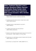 Water Treatment Operator Level 1 Sample Questions &lpar;Water Operator Certification Study Guide&rpar; Latest 2026&sol;2027 Actual Exam Questions With Correct Answers 100&percnt; Verified Graded A&plus;