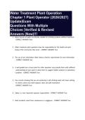 WATER TREATMENT &lpar; T1 &rpar; LATEST 2026&sol;2027 ACTUAL EXAM QUESTIONS WITH CORRECT ANSWERS 100&percnt; VERIFIED GRADED A&plus;