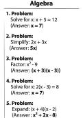 Algebra Practice Problems - Solving Equations and Factoring&period;