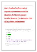 North Carolina Fundamentals of  Engineering Examination Practice  Questions And Correct Answers  &lpar;Verified Answers&rpar; Plus Rationales 2026  Q&A &vert; Instant Download Pdf