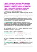 TEXAS BOARD OF FUNERAL SERVICE LAW EXAM 2026 REAL QUESTIONS & VERIFIED ANSWERS &vert; FUNERAL DIRECTOR LICENSING TEST PREP &vert; COMPLETE MORTUARY LAW STUDY GUIDE &vert; PASS GUARANTEED A&plus;