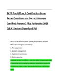 Bundle for TCFP Fire Officer I And II Certification Exam Texas Questions and Correct Answers &lpar;Verified Answers&rpar; Plus Rationales 2026 Q&A &vert; Instant Download Pdf