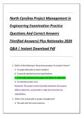 North Carolina Project Management in  Engineering Examination Practice  Questions And Correct Answers  &lpar;Verified Answers&rpar; Plus Rationales 2026  Q&A &vert; Instant Download Pdf      1&period; Which of the following is the primary purpos