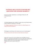 NATIONAL REAL ESTATE EXAM 2026-2027 QUESTIONS AND ANSWERS GRADED A&plus;