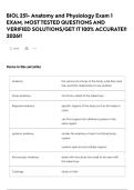 BIOL 251- Anatomy and Physiology Exam 1 EXAM&comma; MOST TESTED QUESTIONS AND VERIFIED SOLUTIONS&sol;GET IT 100&percnt; ACCURATE&excl;&excl; 2026&excl;&excl;