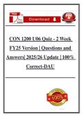 CON 1200 U06 Quiz - 2 Week FY25 Version &vert; Questions and Answers&vert; 2025&sol;26 Update &vert; 100&percnt; Correct-DAU