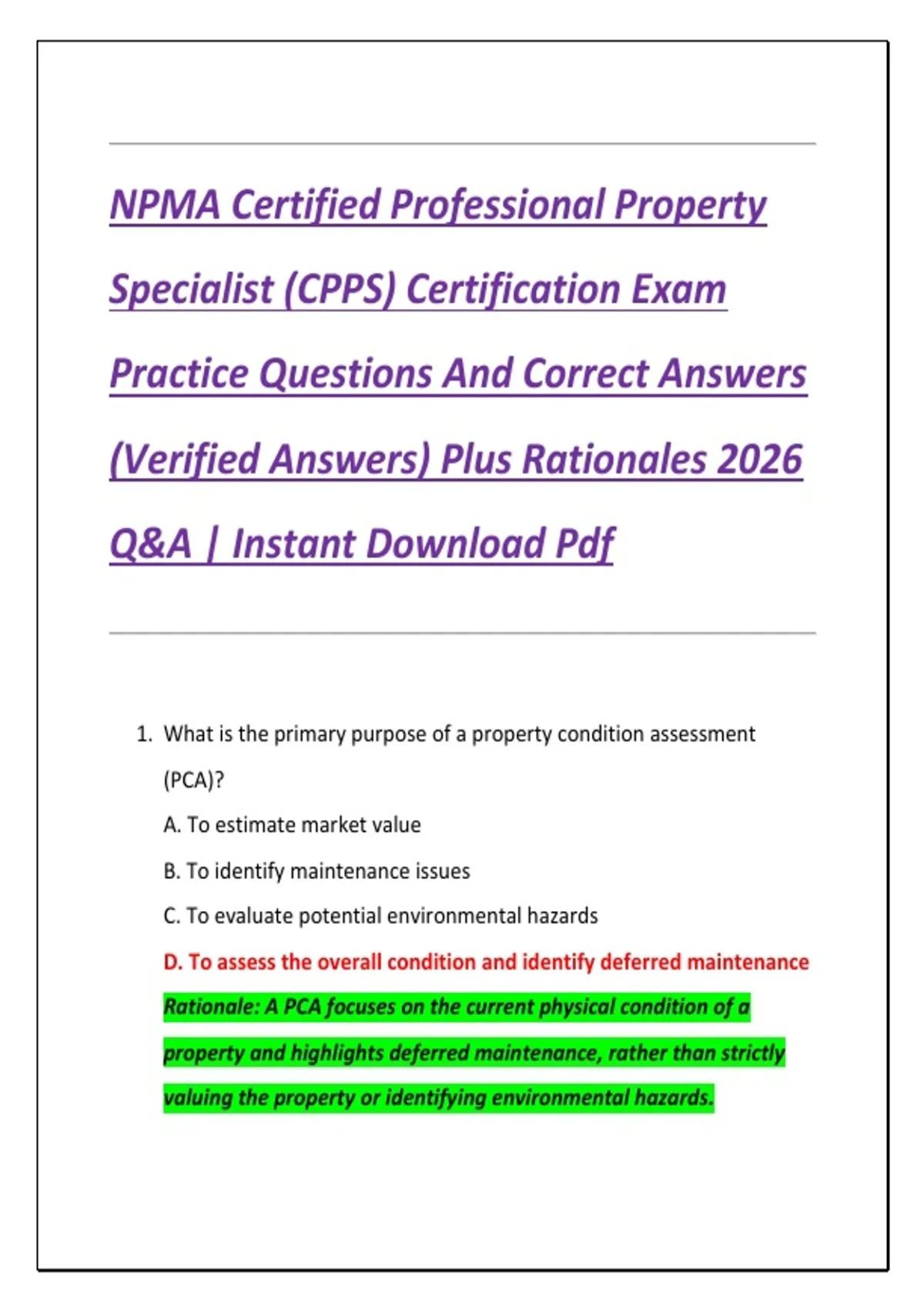 NPMA Certified Professional Property Specialist (CPPS) Certification ...