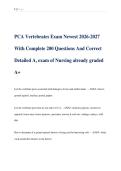 PCA Vertebrates Exam Newest 2026-2027  With Complete 200 Questions And Correct  Detailed A&comma; exam of Nursing already graded  A&plus;