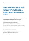 Maternal-Child Nursing &lpar;NUR 2513&rpar;  MATERNAL FINAL Exam 2026&semi;Three  Different Versions Actual Questions and  Answers Solved 100&percnt;- Rasmussen
