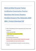 NSCA Certified Personal Trainer  Certification Examination Practice  Questions And Correct Answers  &lpar;Verified Answers&rpar; Plus Rationales 2026  Q&A &vert; Instant Download Pdf 